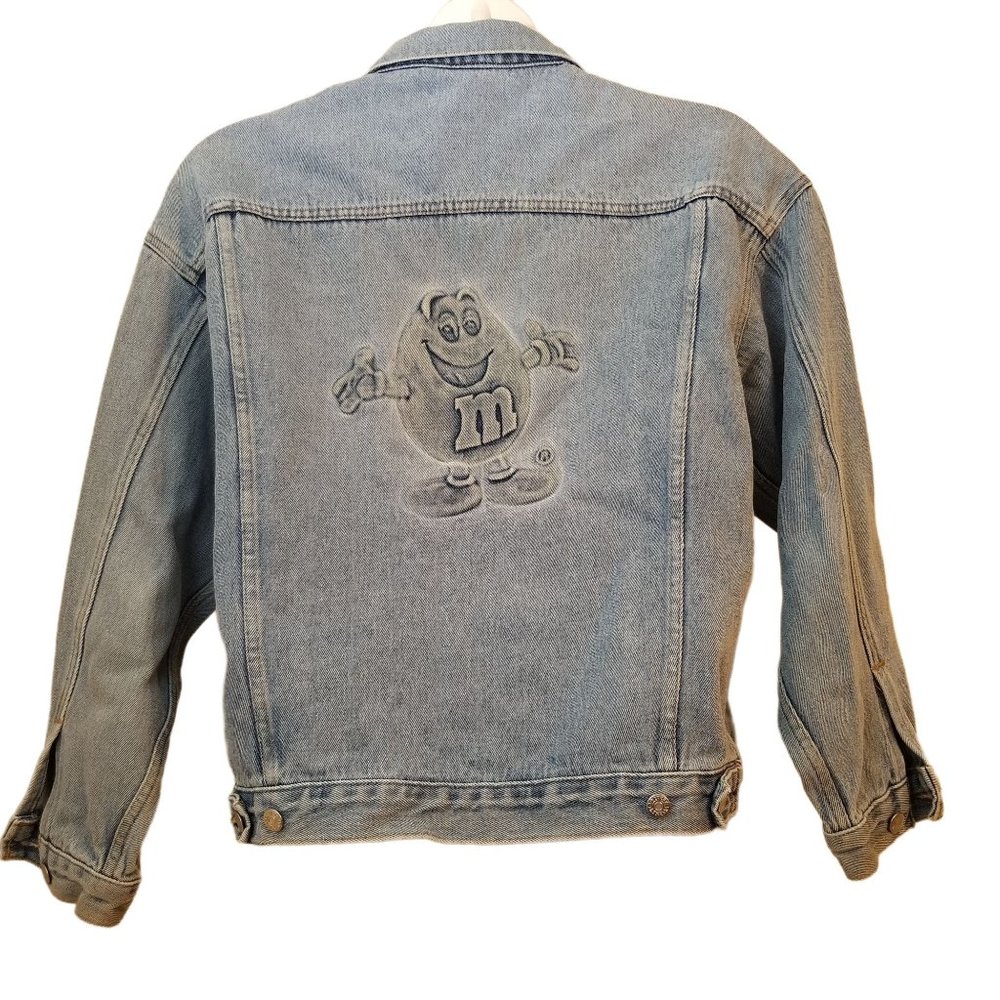 Vintage USA Made M Blue Jean Denim Trucker Jacket Festival Peanut‎ M&M